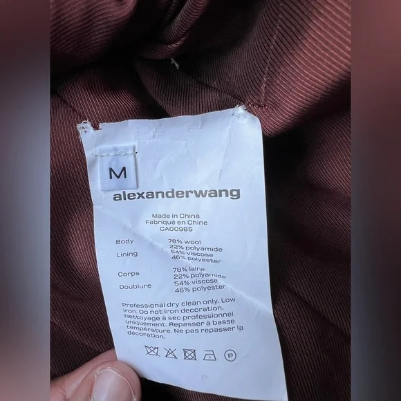 NWT Alexander Wang Long Darted Single Breasted Wool BlendCoat Sz M Hailey Bieber - Picture 10 of 11